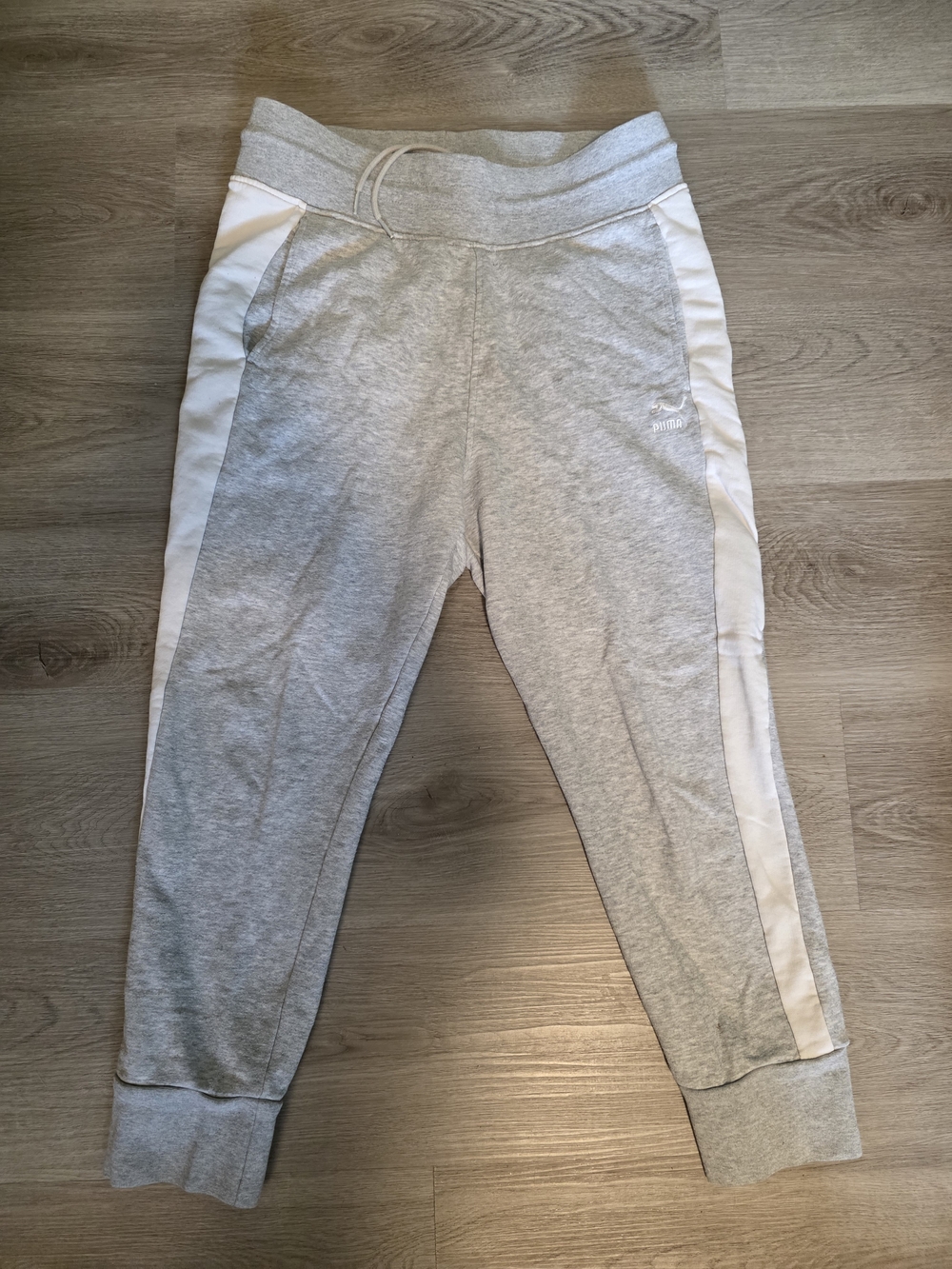 Puma Grey with White Side-Stripe Kids Jogger Pants
